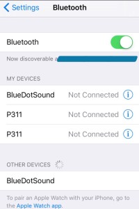 Image of iPhone Bluetooth options screen.